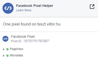 Chrome Facebook Pixel Helper bővítmény