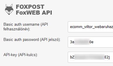FoxPost FoxWEB API azonosítók beillesztése