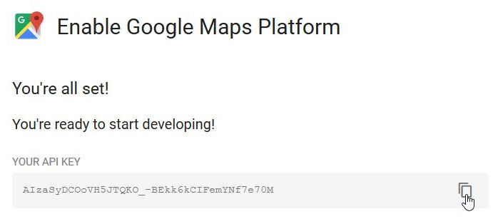 Google Maps API kulcs igénylés 5. lépés