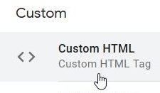 Google Tag Manager Custom HTML kiválasztása
