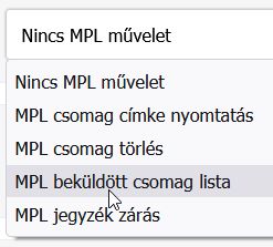 MPL csomag lista lekérés
